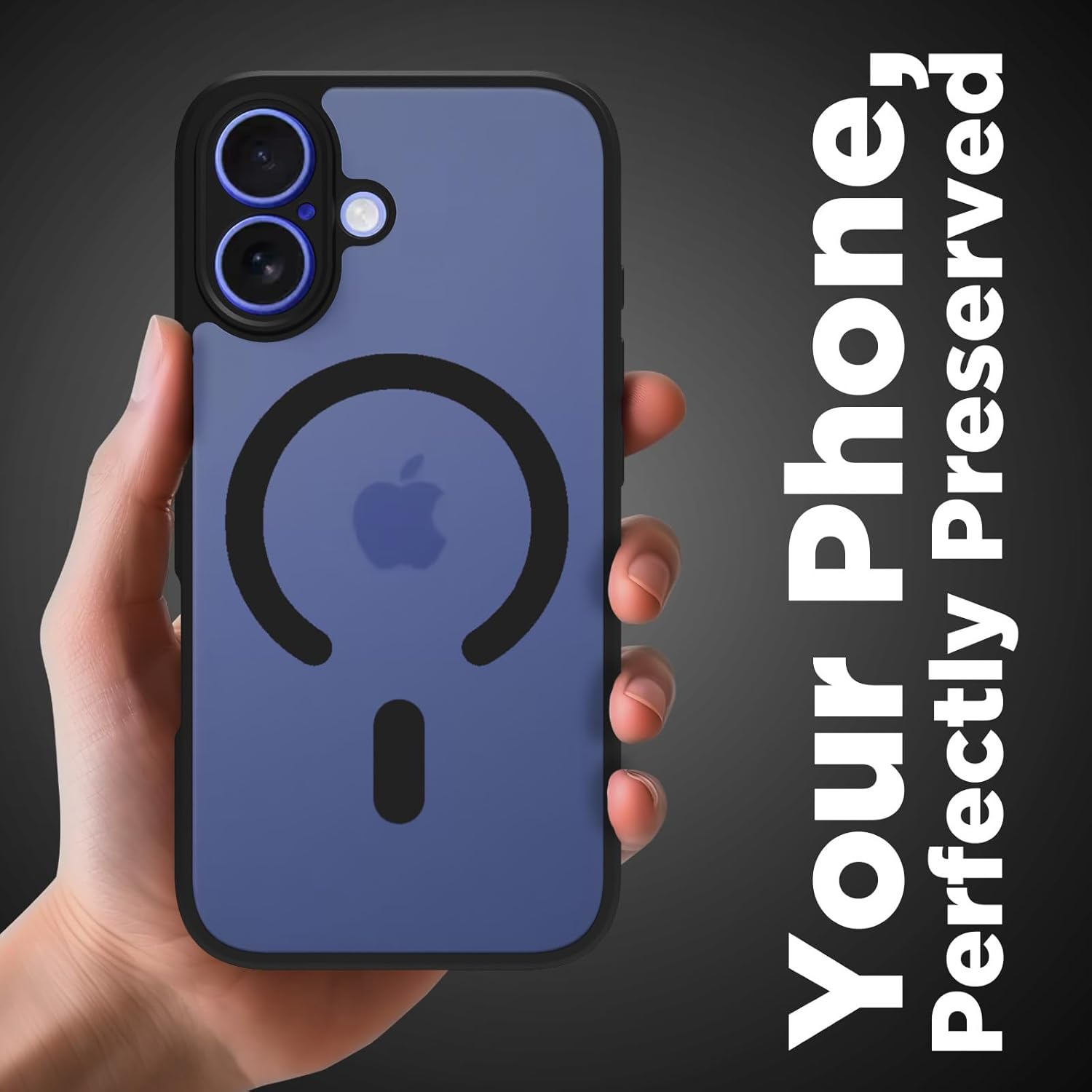 iPhone 16 Back Cover Case | Sleek Hybrid - Matte Black Magnetic