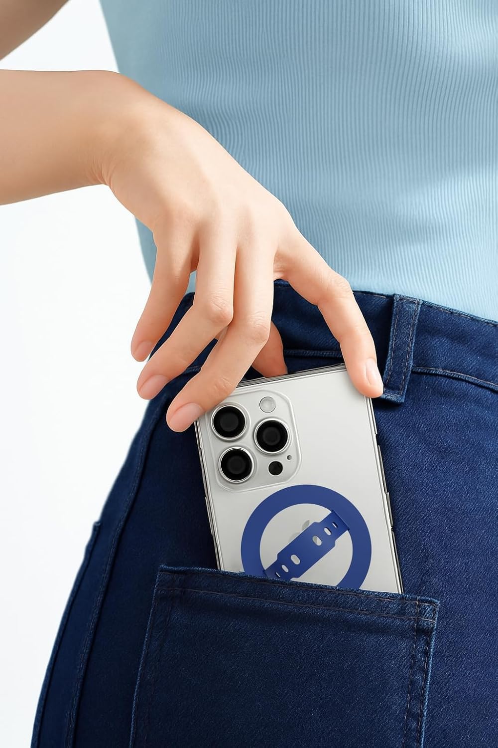 MagSafe Silicone Phone Grip | Magnetic Finger Loop - Silcy Blue