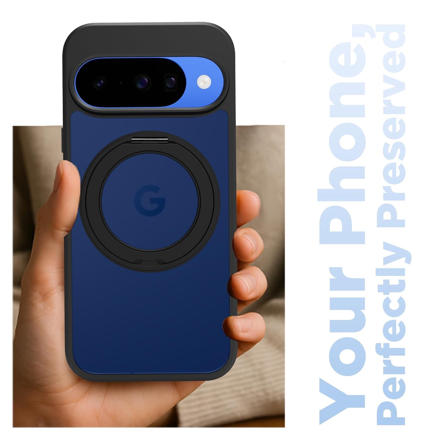 Google Pixel 10 / Pixel 10 Pro Ring Stand Back Cover Case | Sleek Hybrid - Matte Black Magentic