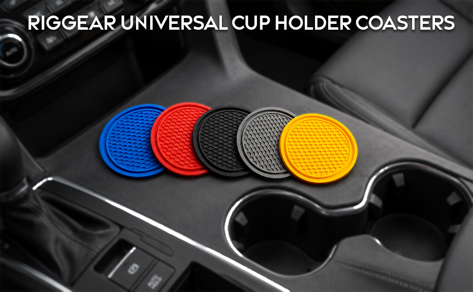 Universal Cup Holder Coasters | Anti-Slip Washable Car Cup Holder Mat - Black(Pack of 4)