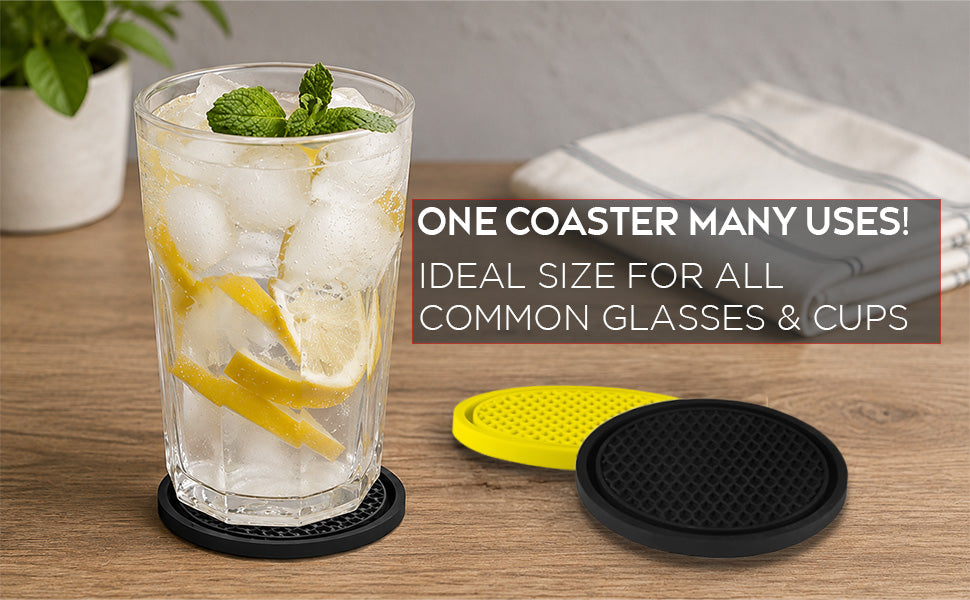Universal Cup Holder Coasters | Anti-Slip Washable Car Cup Holder Mat - Black(Pack of 4)