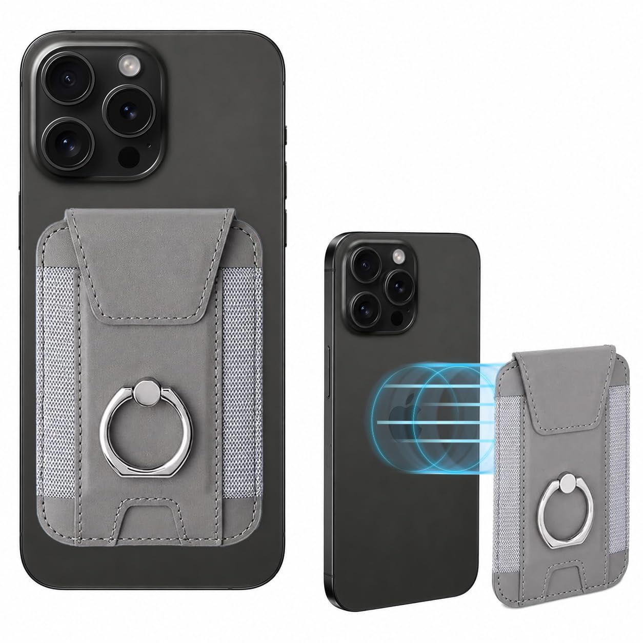 Magnetic Phone Wallet with Grip |  Titan - Grey