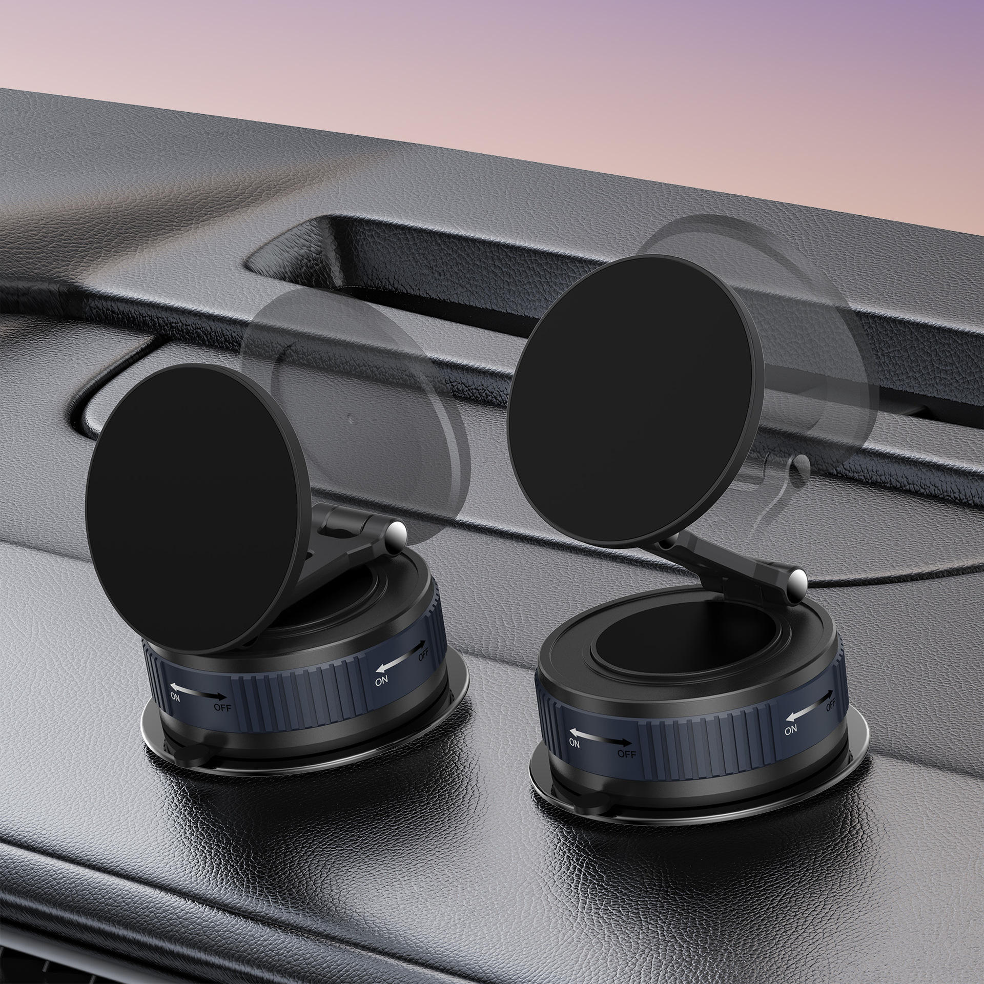 Magnetic Suction Phone Holder | Adjustable Foldable Mount - AstroNexus Black Grey