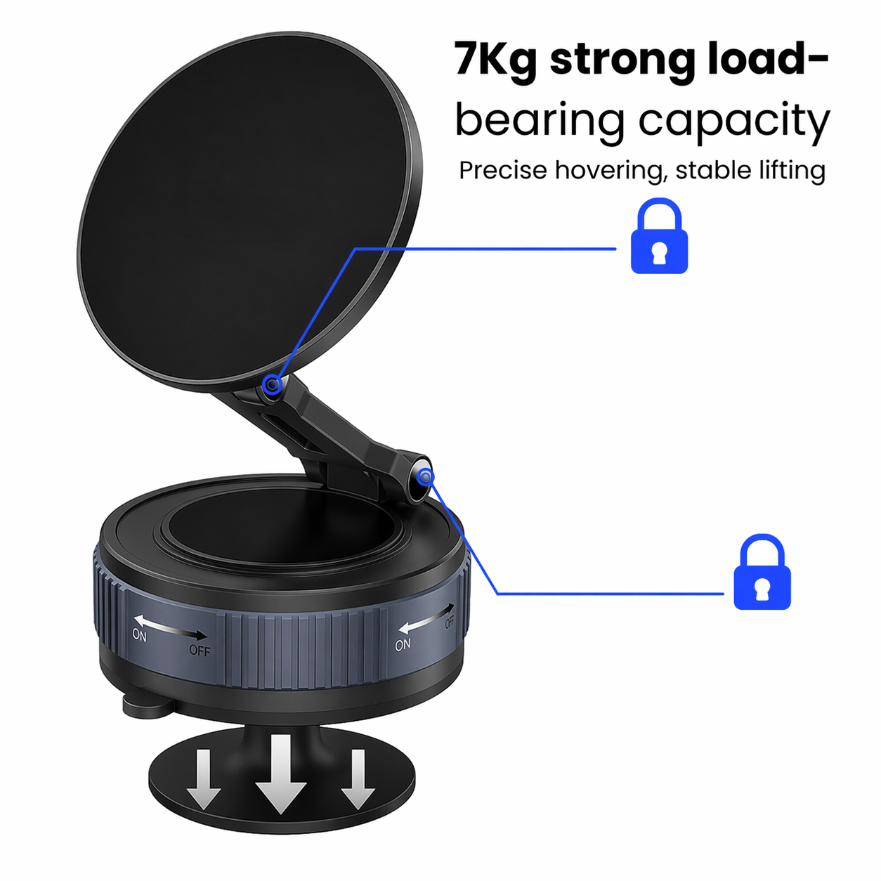Magnetic Suction Phone Holder | Adjustable Foldable Mount - AstroNexus Black Grey