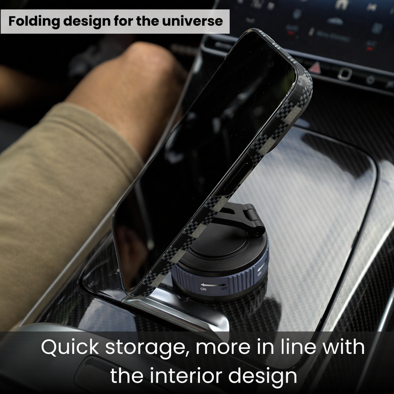 Magnetic Suction Phone Holder | Adjustable Foldable Mount - AstroNexus Black Grey