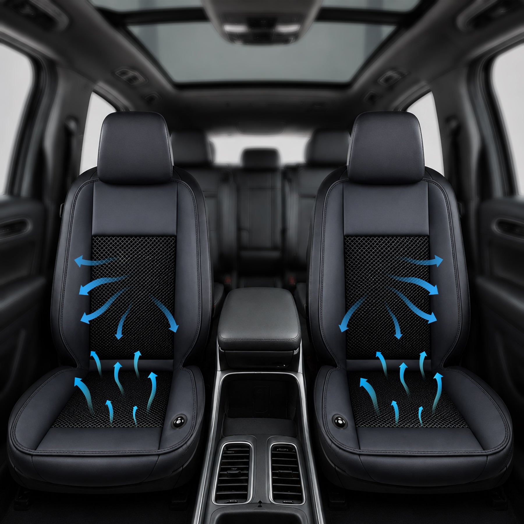 Ventilated Car Seat Cover | Black - Driver and Passenger Side