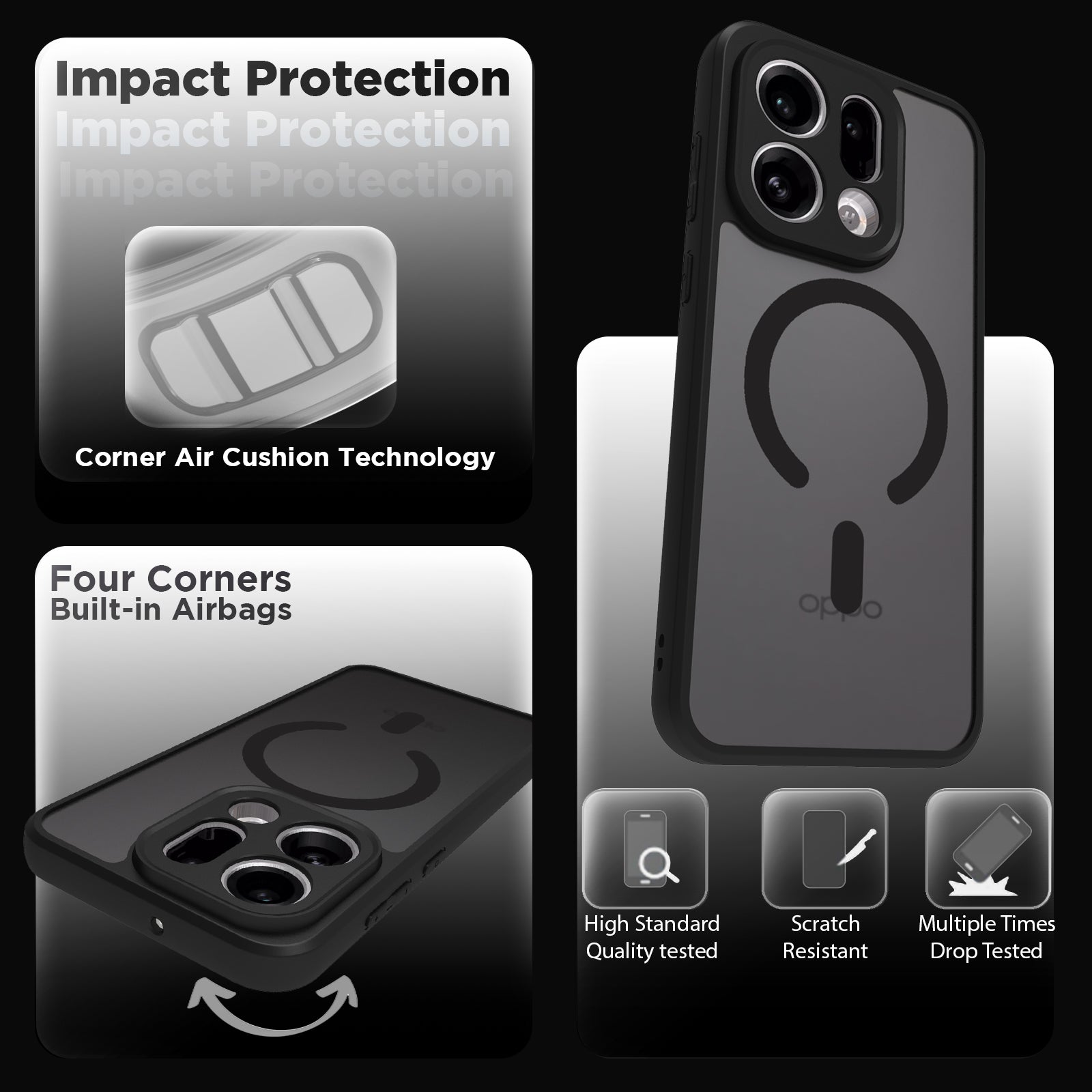 OPPO Find X9 5G Back Cover Case | Sleek Hybrid - Matte Black Magnetic