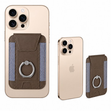 Magnetic Phone Wallet with Grip | Chestnut - Brown