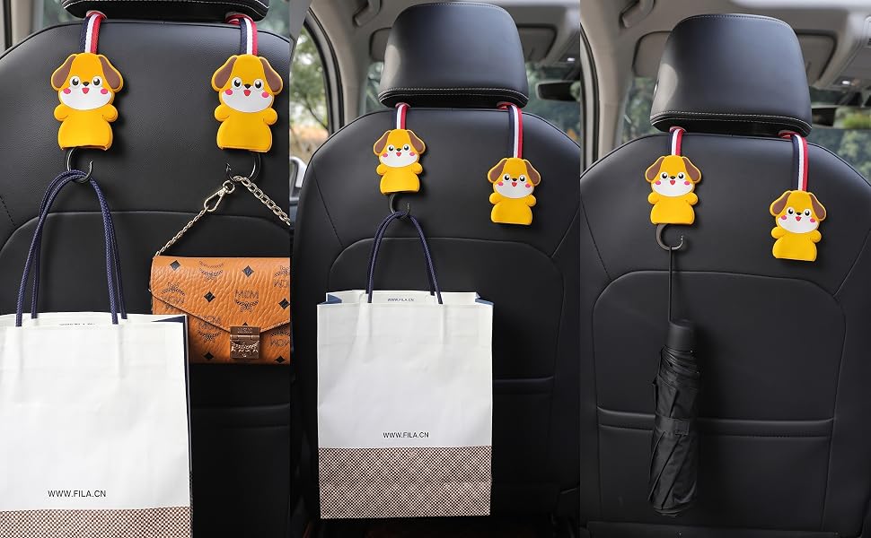 Car Headrest Hooks | Universal Back Seat Hanger for Bags & Accessories - Pack of 2