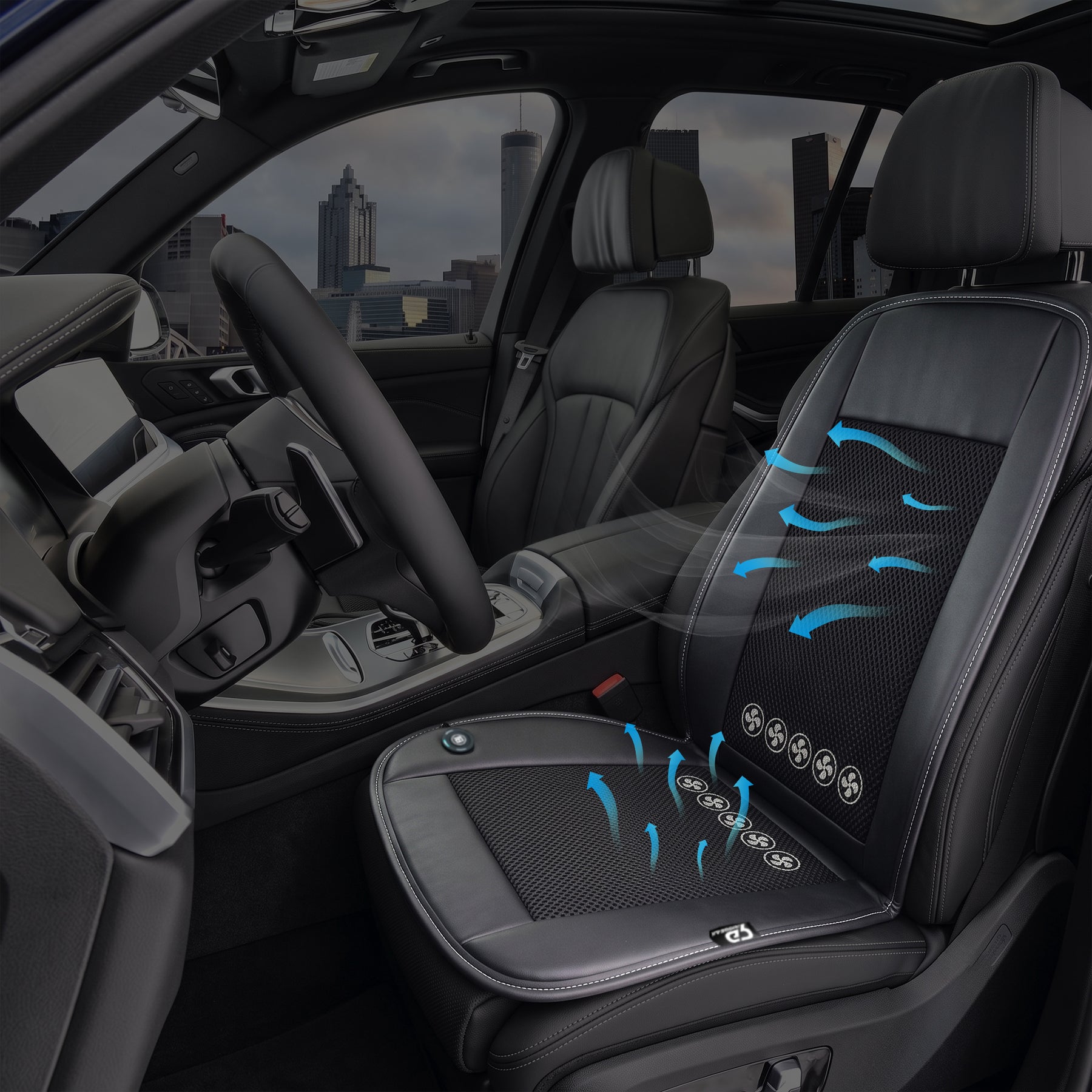 Ventilated Car Seat Cover | Black - Driver Side
