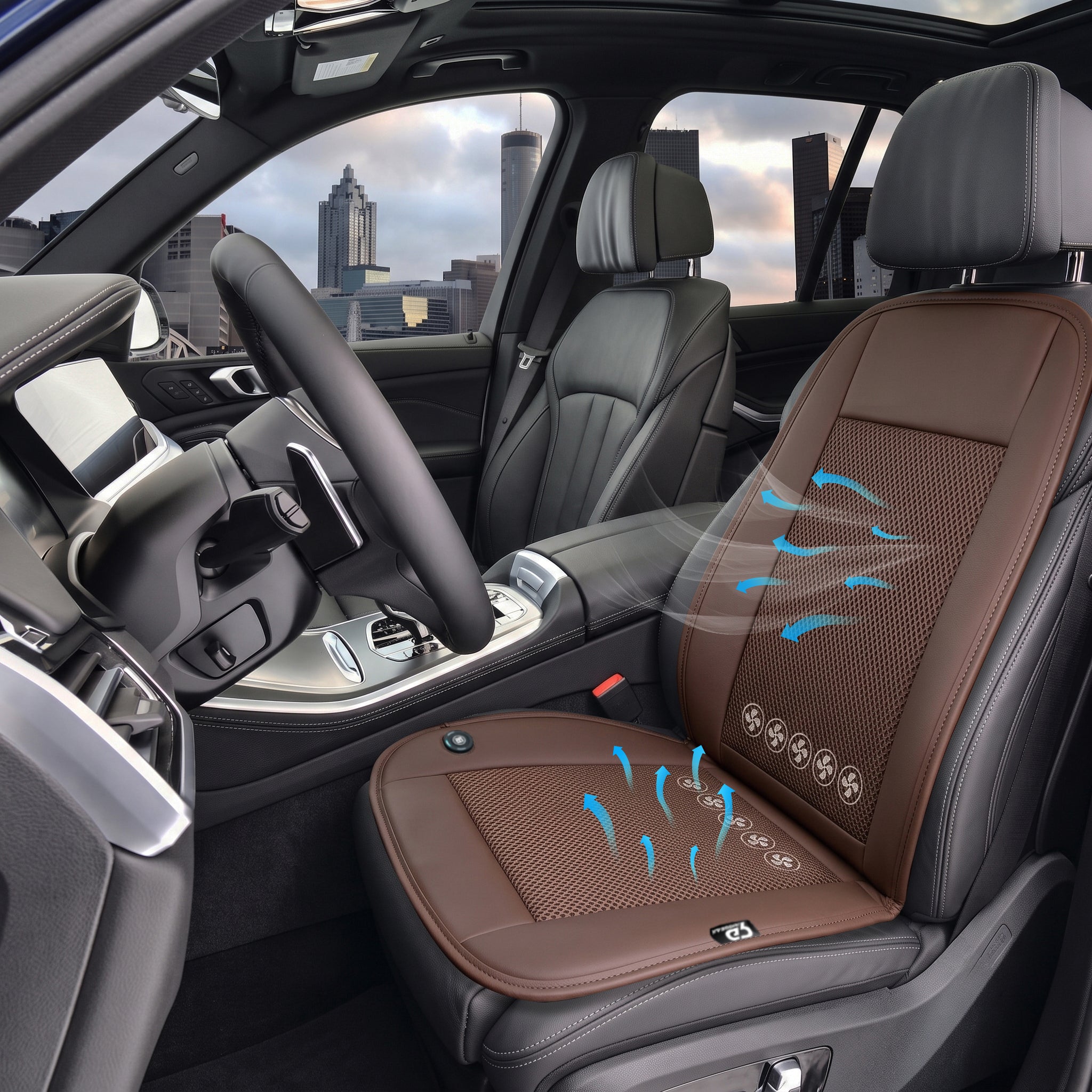 Ventilated Car Seat Cover | Brown - Driver Side