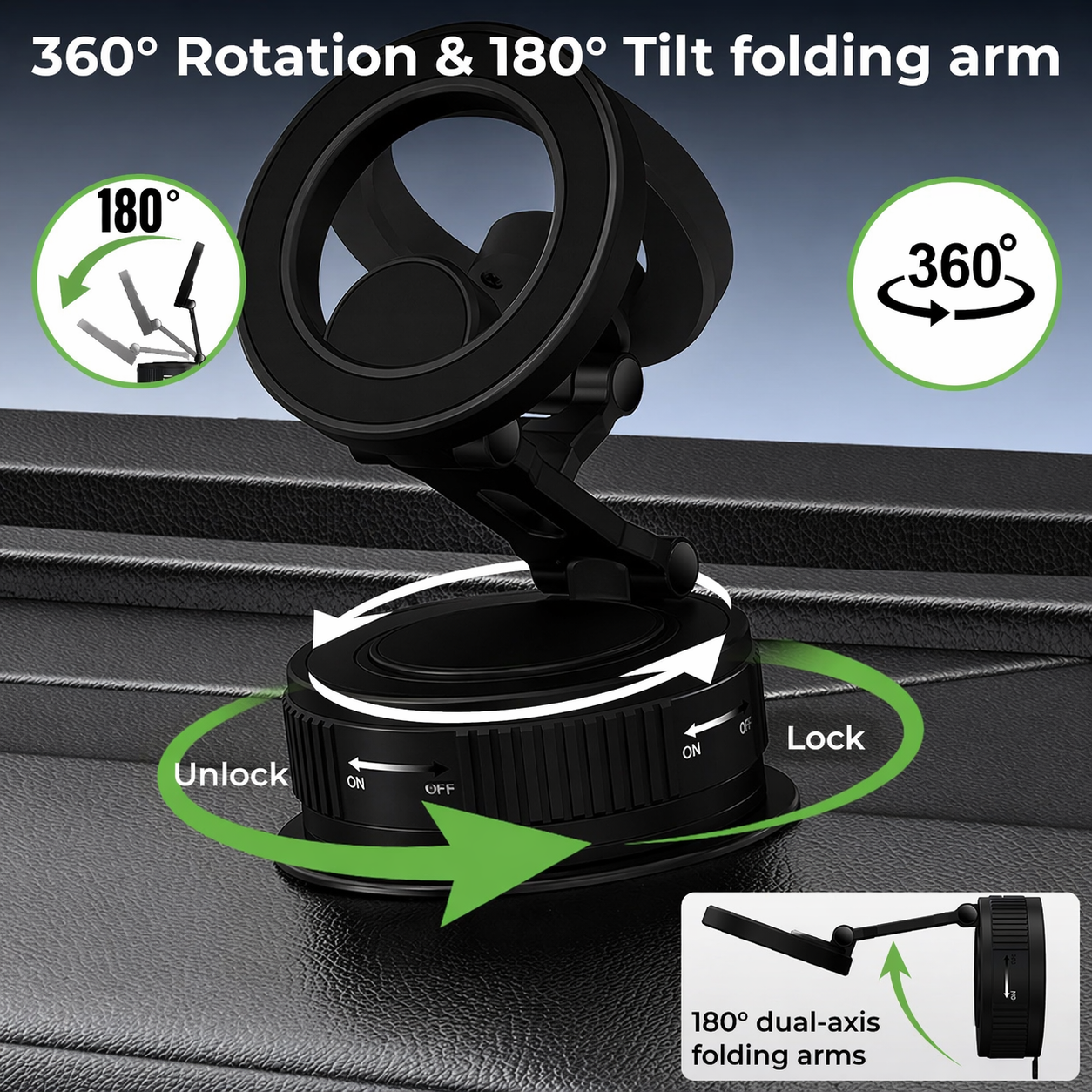Magnetic Phone Holder | Adjustable Foldable Mount - AstroNova Black