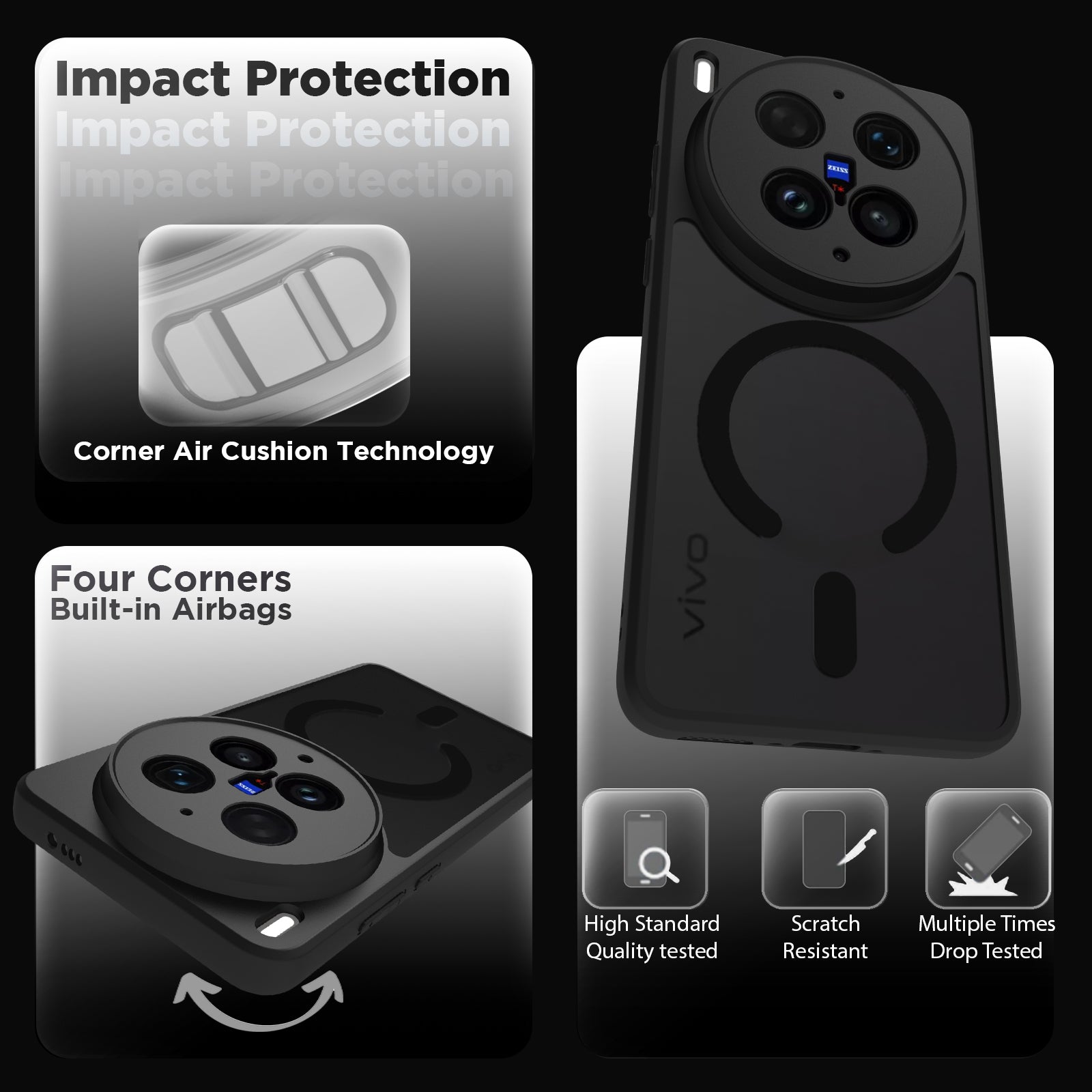 Vivo X300 Ultra Back Cover Case | Sleek Hybrid - Matte Black Magnetic