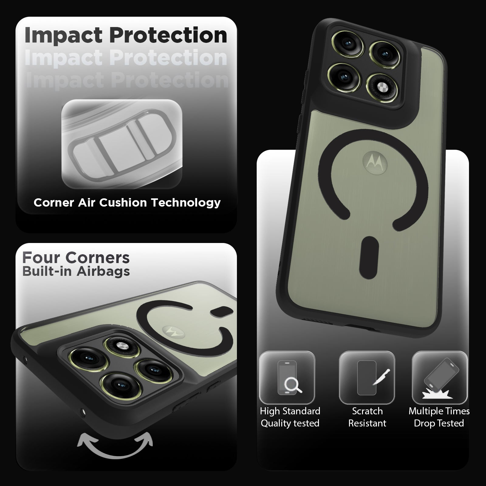 Motorola Edge 70 Pro Back Cover Case | Sleek Hybrid - Clear Black Magnetic
