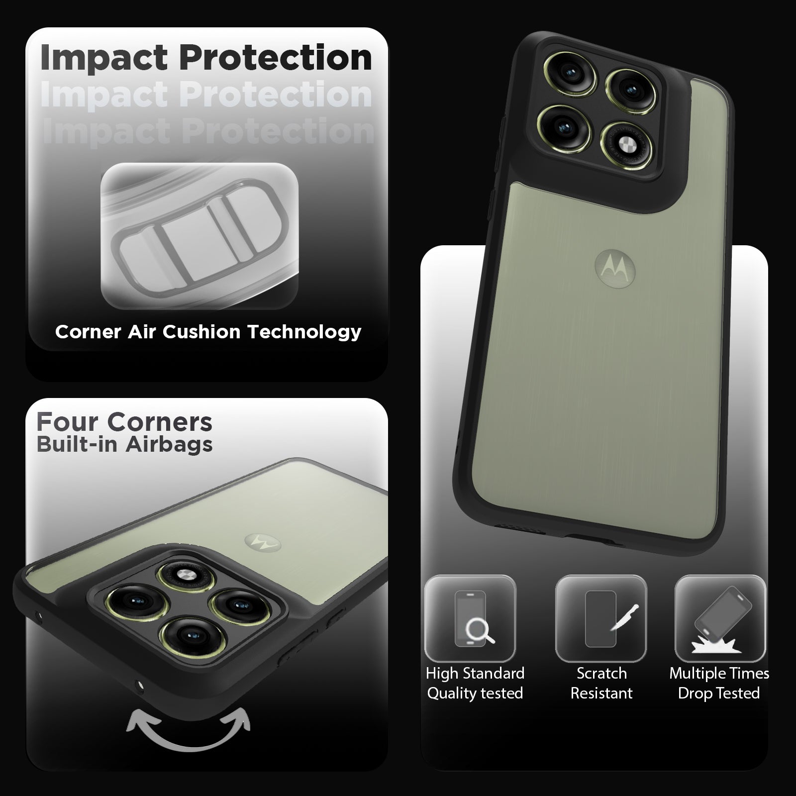 Motorola Edge 70 Pro Back Cover Case | Sleek Hybrid - Clear Black