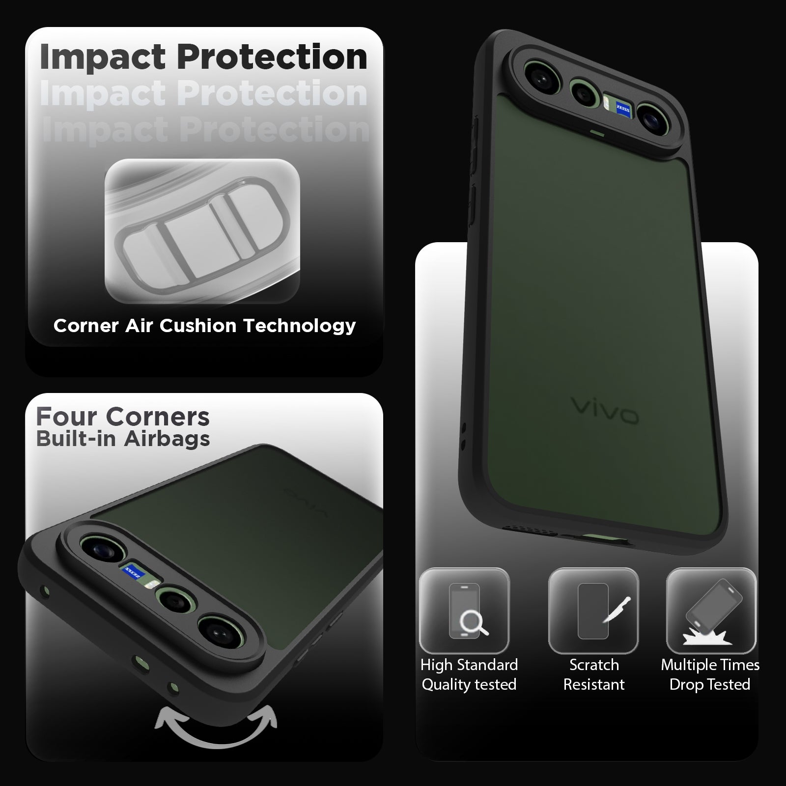 Vivo X300 FE Back Cover Case | Sleek Hybrid - Matte Black