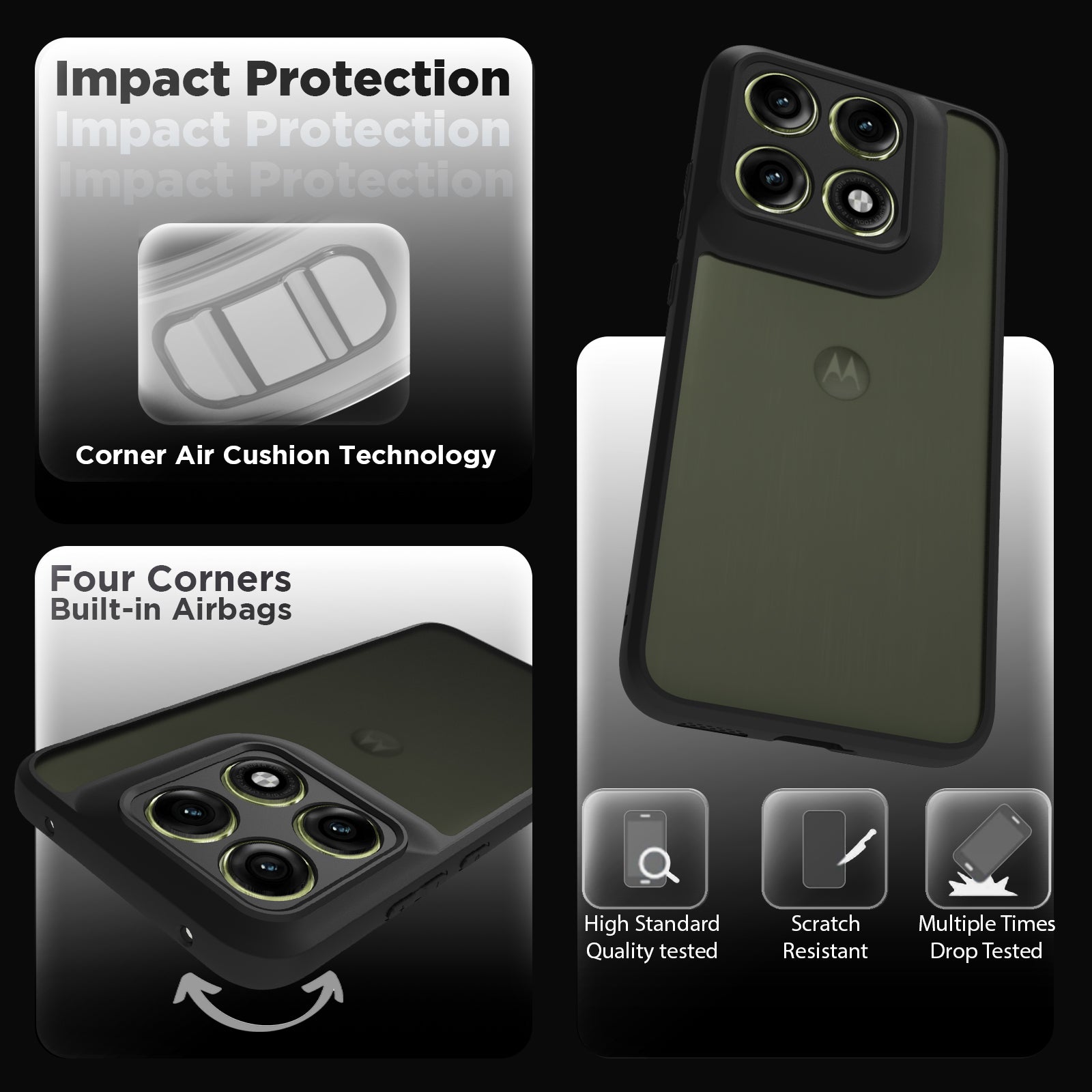 Motorola Edge 70 Pro Back Cover Case | Sleek Hybrid - Matte Black