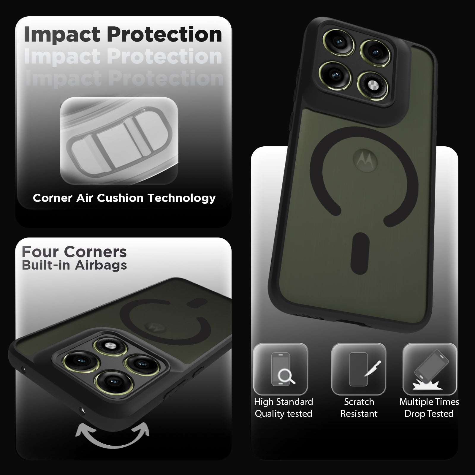 Motorola Edge 70 Pro Back Cover Case | Sleek Hybrid - Matte Black Magnetic