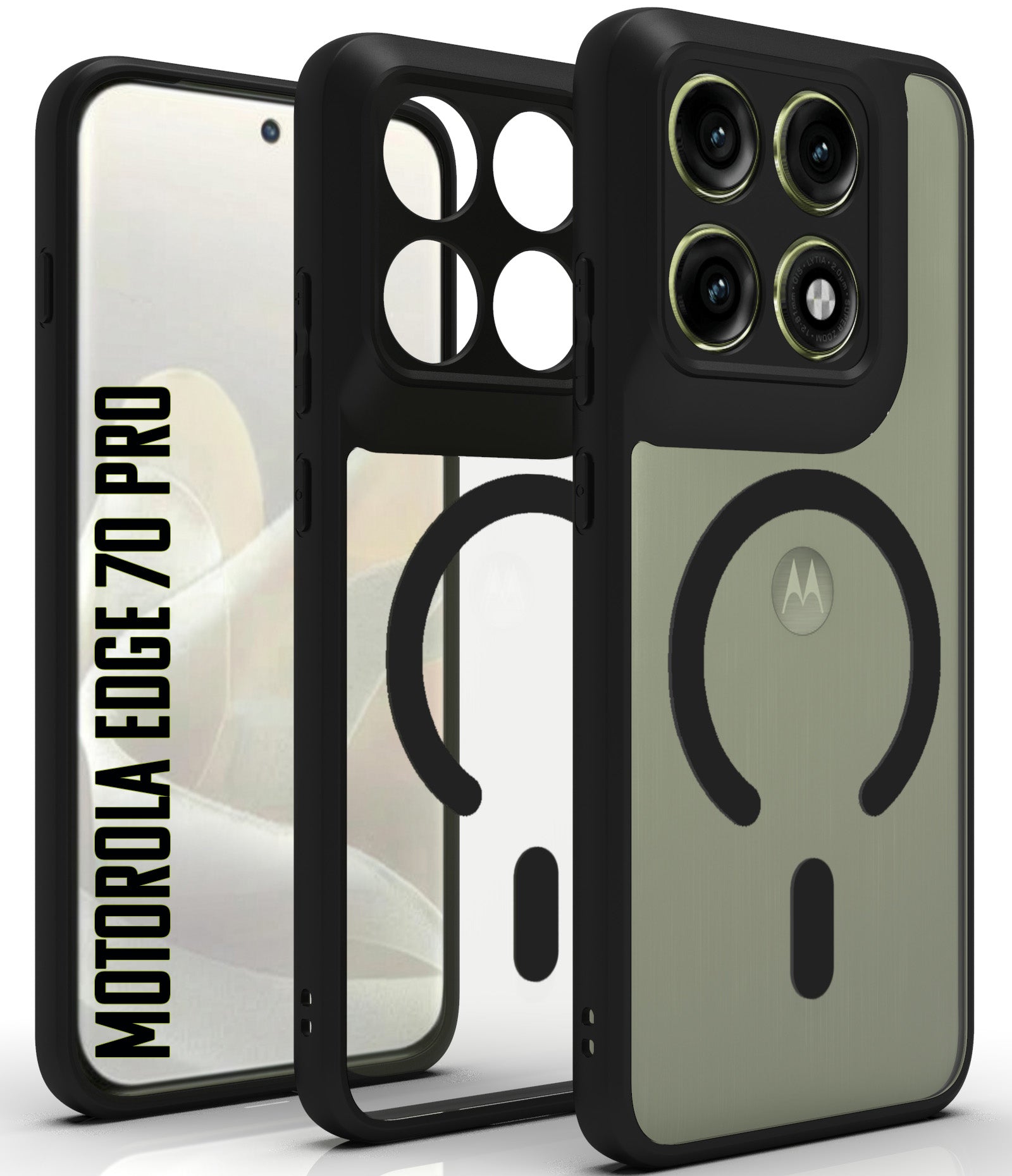 Motorola Edge 70 Pro Back Cover Case | Sleek Hybrid - Clear Black Magnetic