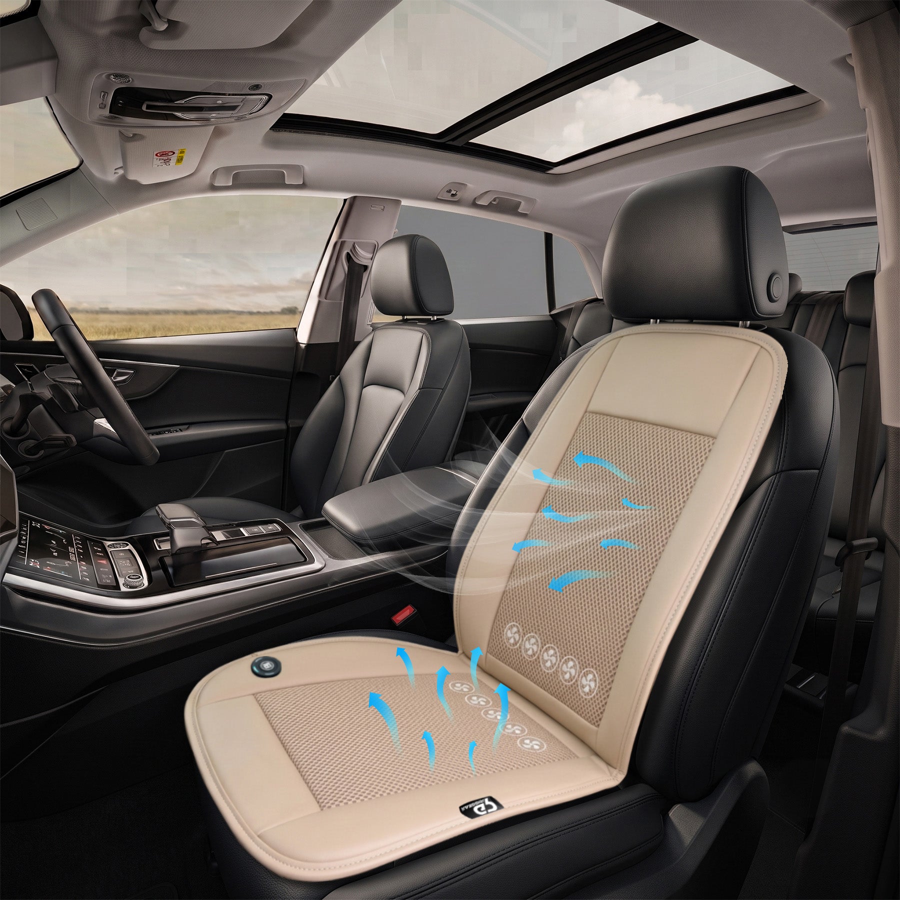 Ventilated Car Seat Cover | Beige - Passenger Side