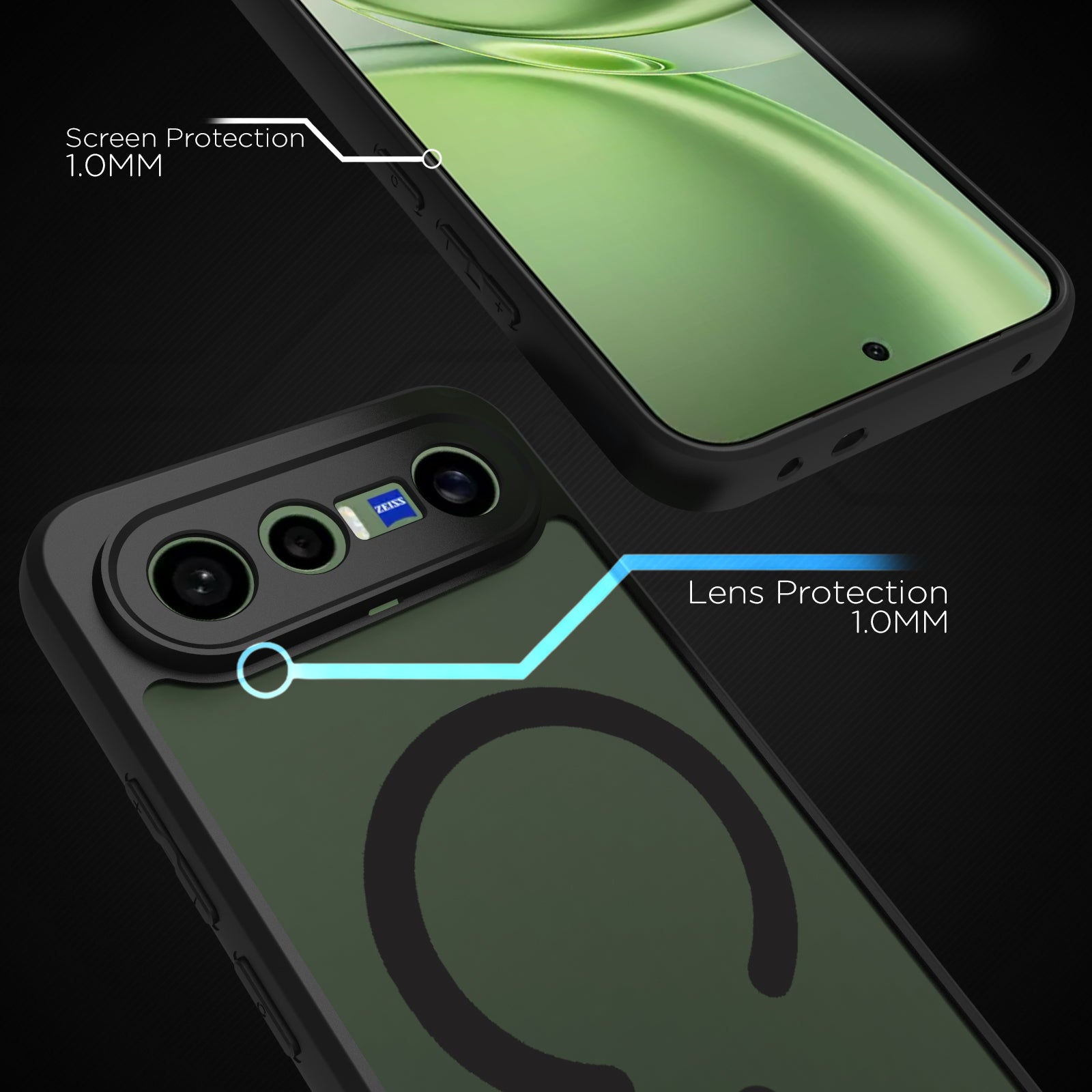 Vivo X300 FE Back Cover Case | Sleek Hybrid - Matte Black Magnetic