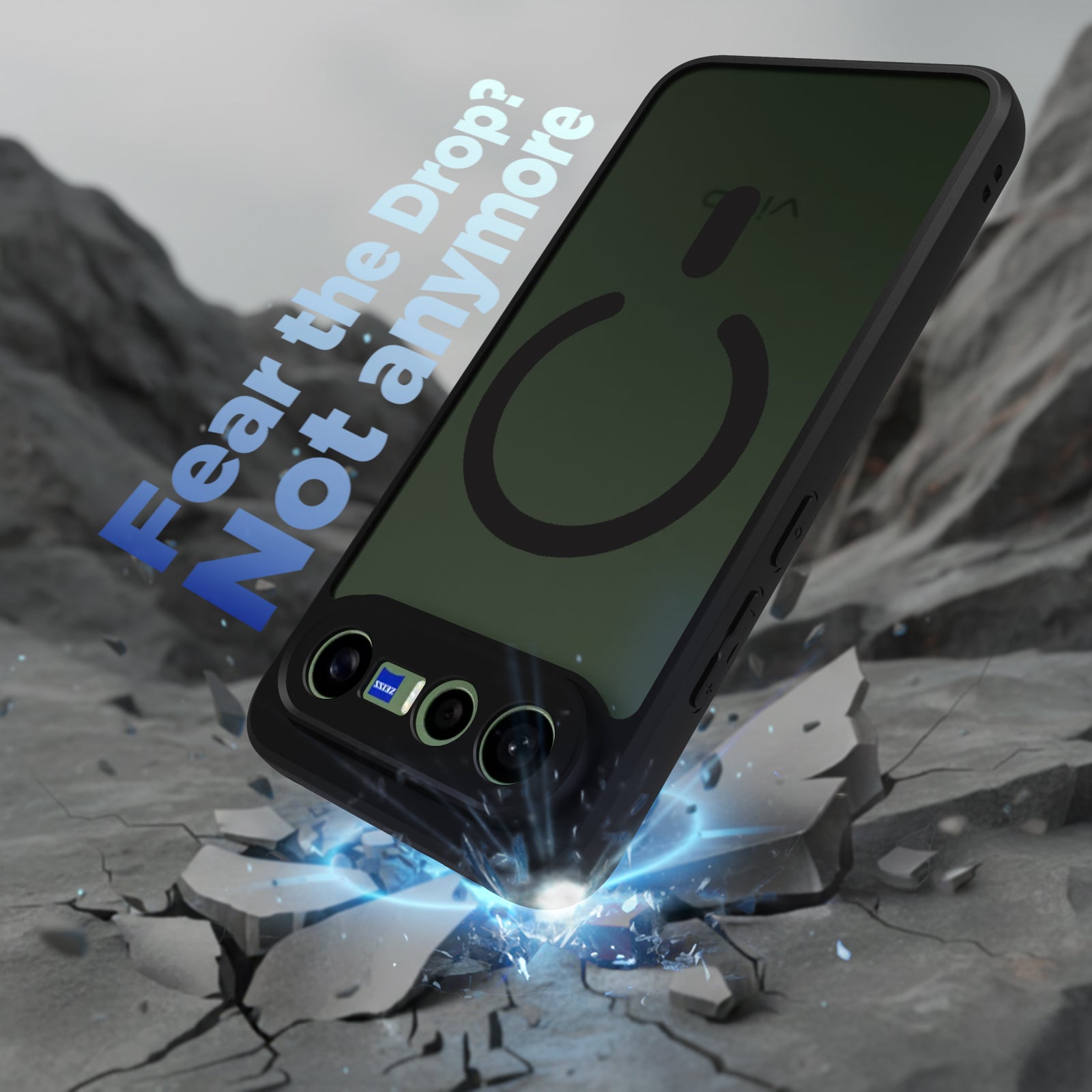 Vivo X300 FE Back Cover Case | Sleek Hybrid - Matte Black Magnetic