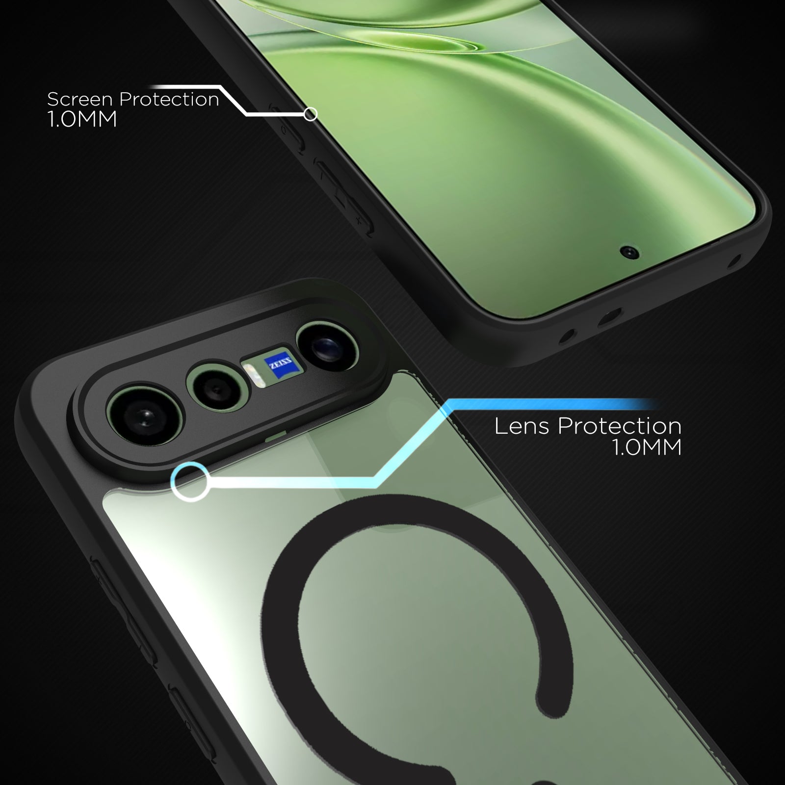 Vivo X300 FE Back Cover Case | Sleek Hybrid - Clear Black Magnetic