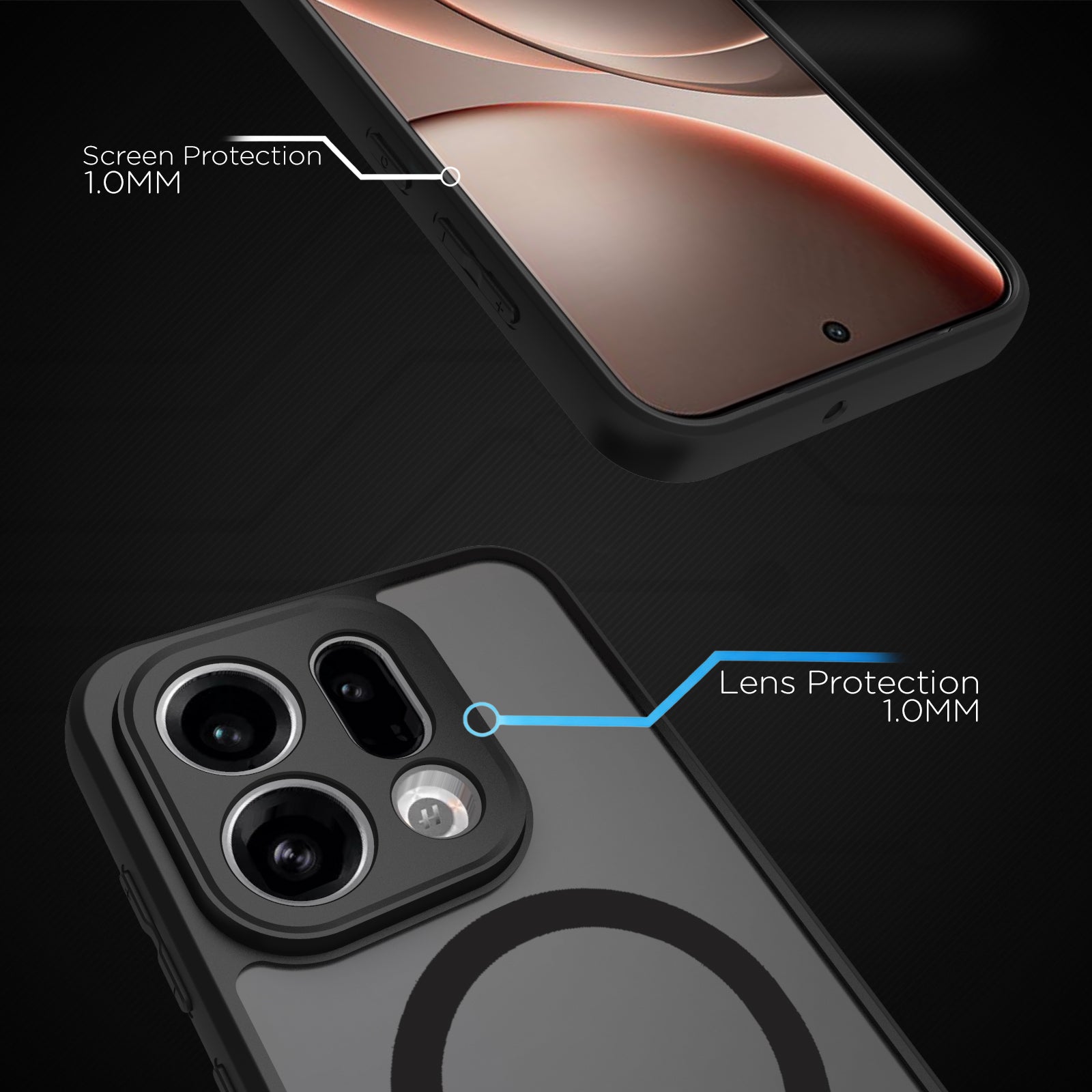 OPPO Find X9 5G Back Cover Case | Sleek Hybrid - Matte Black Magnetic
