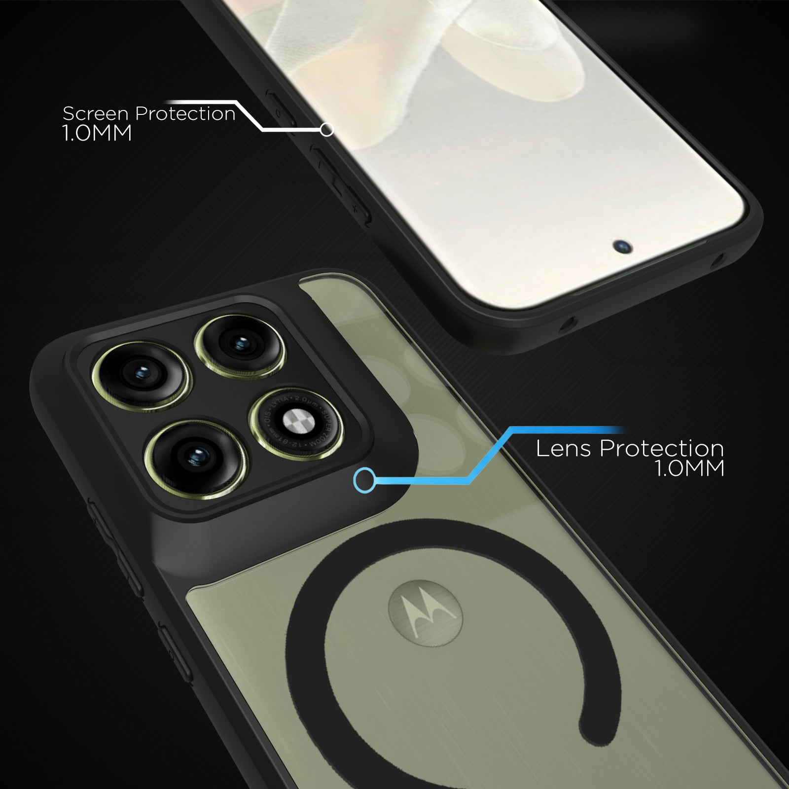 Motorola Edge 70 Pro Back Cover Case | Sleek Hybrid - Clear Black Magnetic