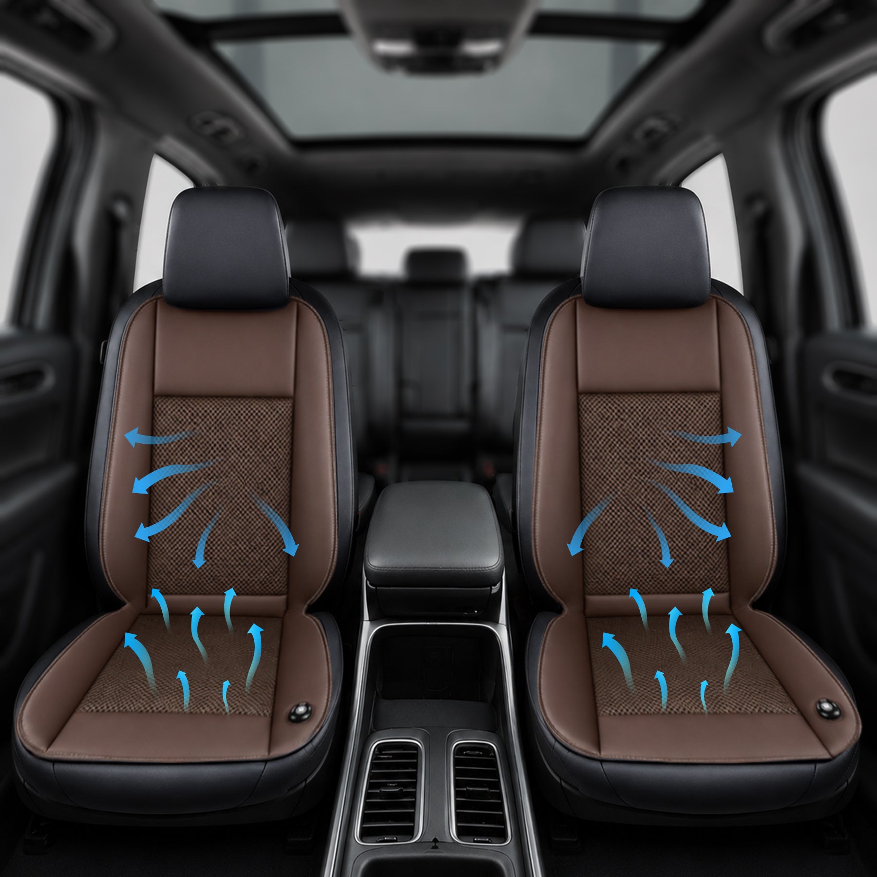 Ventilated Car Seat Cover | Brown - Driver and Passenger Side