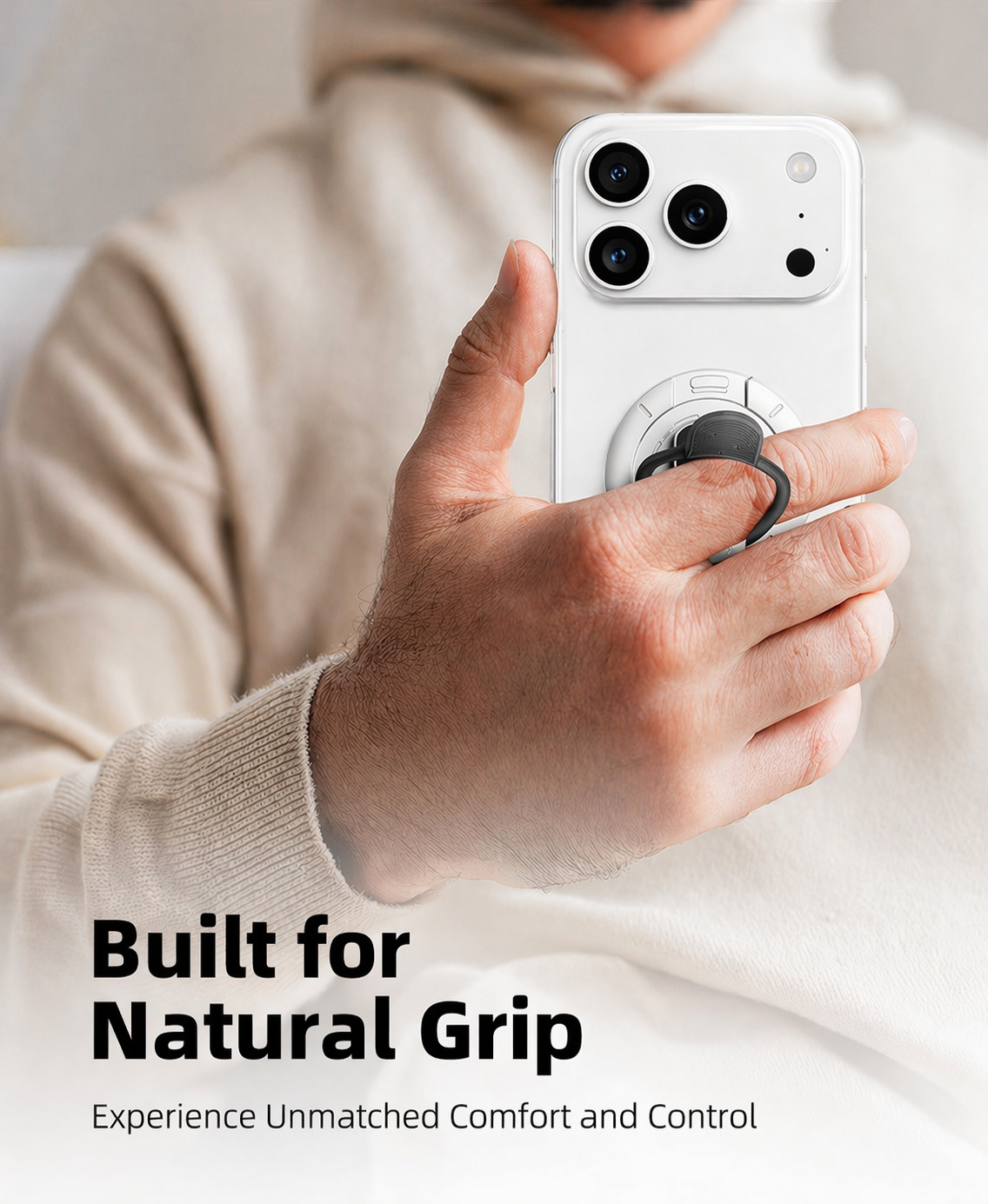 MagSafe Phone Grip & Stand | 3-in-1 Magnetic Ring Holder - Glacier White