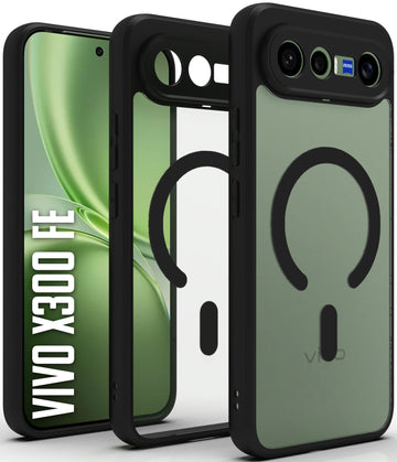 Vivo X300 FE Back Cover Case | Sleek Hybrid - Clear Black Magnetic
