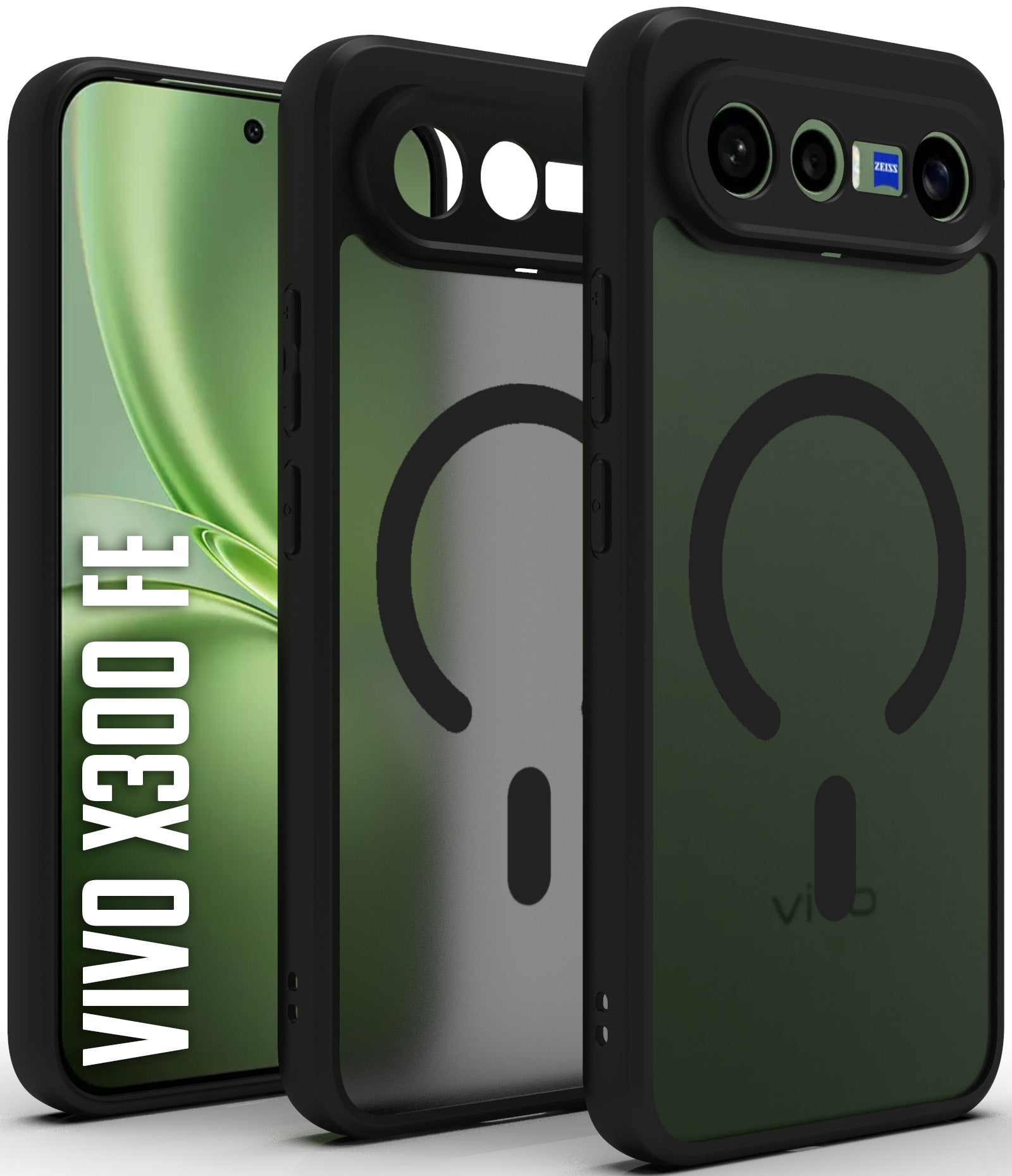 Vivo X300 FE Back Cover Case | Sleek Hybrid - Matte Black Magnetic