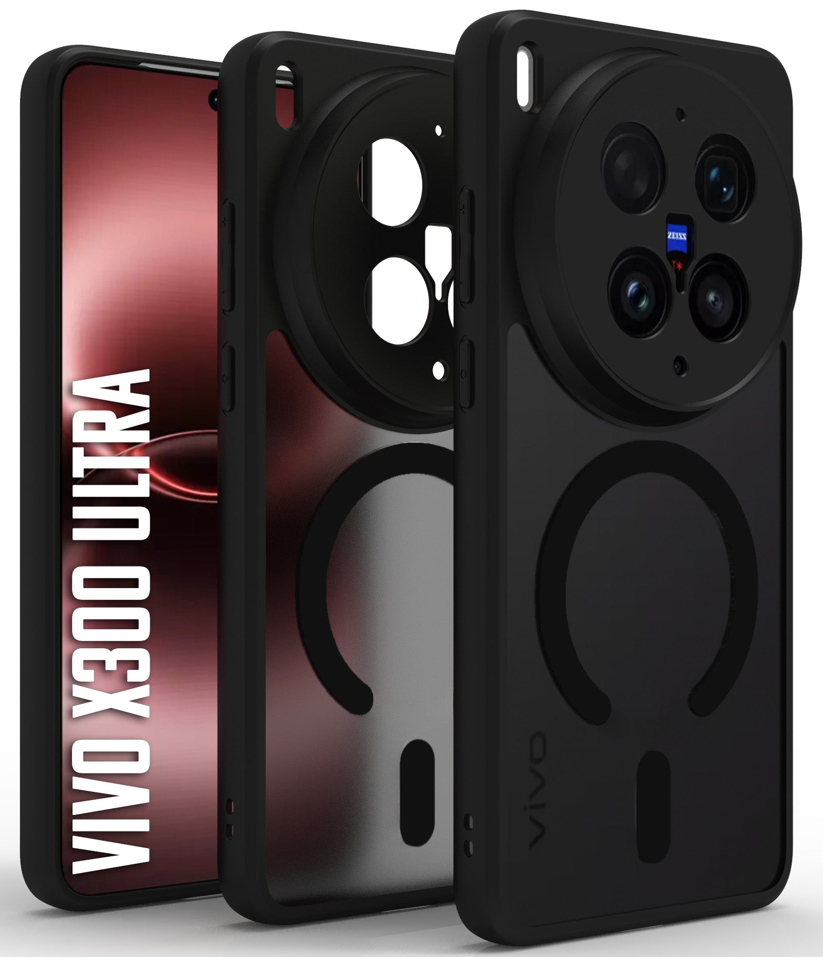 Vivo X300 Ultra Back Cover Case | Sleek Hybrid - Matte Black Magnetic